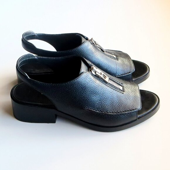 3.1 Phillip Lim Black Leather Open Toe Slingback Block Heel Loafers / Shoes 8.5 - Picture 11 of 16